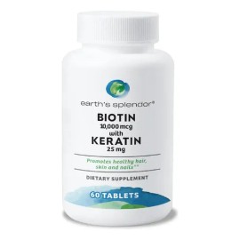 Earth's Splendor Biotina 10,000 Mcg + Queratina Cabello Uñas Piel 60 Tab
