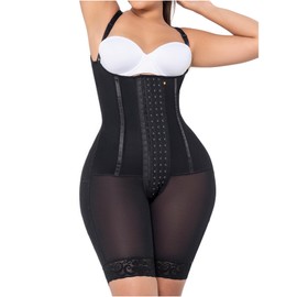 MARIAE FAJAS RA002 Colombianas Tummy Control Girdle Open Bust Shapewear Bodysuit for Women Hourglass Figures with Elastic Bones - Black - 4X-Large