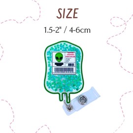 YJ PREMIUMS Green Alien Blood Bag Shaker Badge Reel | Phlebotomy Badge Reel Retractable Alligator Clip Phlebotomist Accessories for Work Women | Lab Tech Lanyards Phlebotomy Week Gifts Essentials
