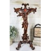 Faux Mahogany Wood Finish Large Jesus Christ Crucifix With Stand