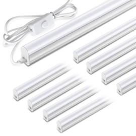 Pak 4FT LED Shop Lights, 2300LM 6500K Cool White, 20W Energy Efficient Linkable Ceiling and Under Cabinet Lighting, T5 Integrated Utility Fixture for Garage, Workshop, Basement, FCC Certified, 8 Pack
