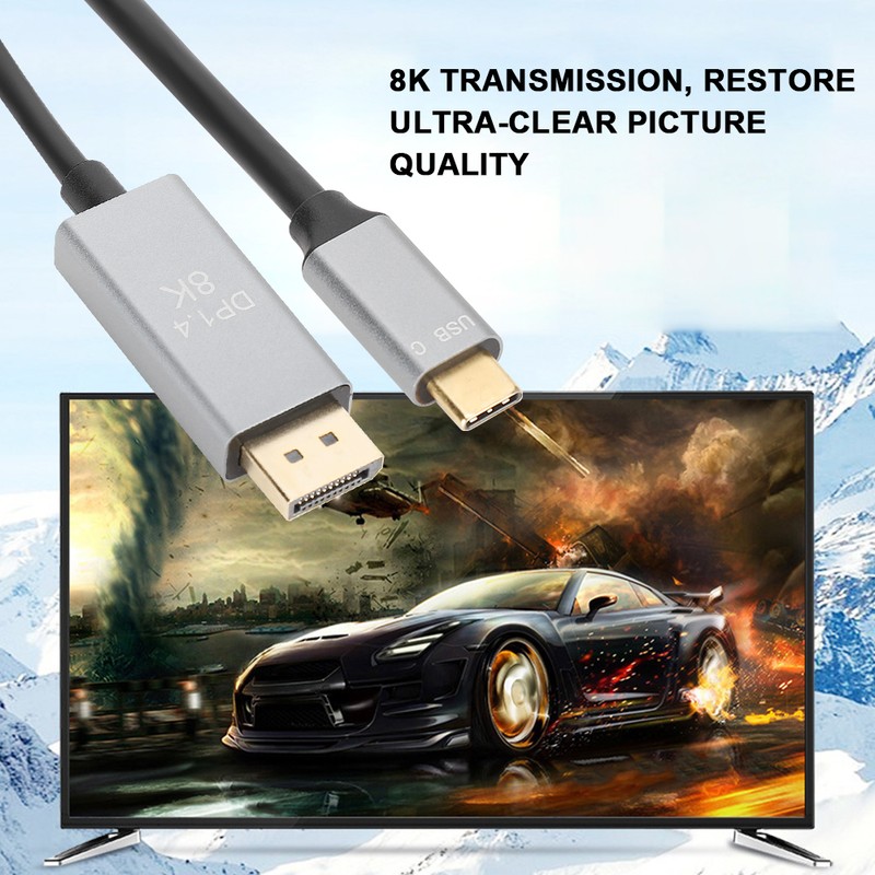 Type C to Displayport 8K 1.4 HD Video Cable Transmission