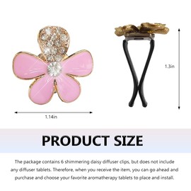 MUQIDA 6PCS Bling Daisy Flower Air Vent Clip, Crystal Rhinestone Decor Air Conditioning Outlet Charm, Cute Daisy Car Vent Clips Universal Dashboard Accessories for Women Girls (Pink)