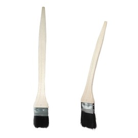 2 Pcs Curved Wooden Handle Bristle Radiator Paint Brushes, Brush Head Width 50mm/2inch, for Wall Treatment Black(15in, Pig Hair)