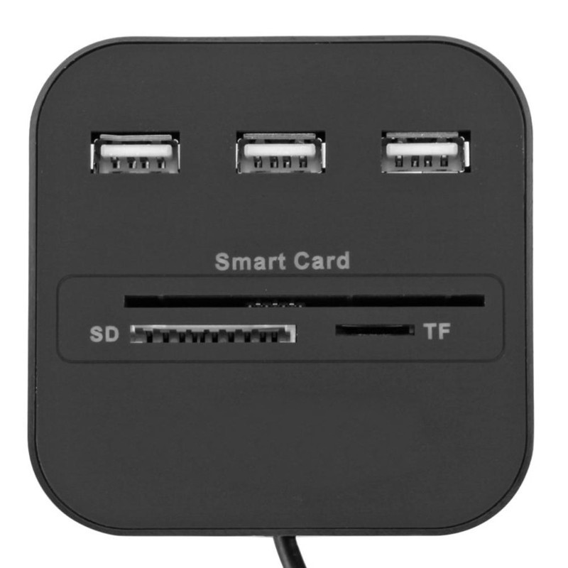 USB Smart Card Reader ID Card Reader Portable 3 Port