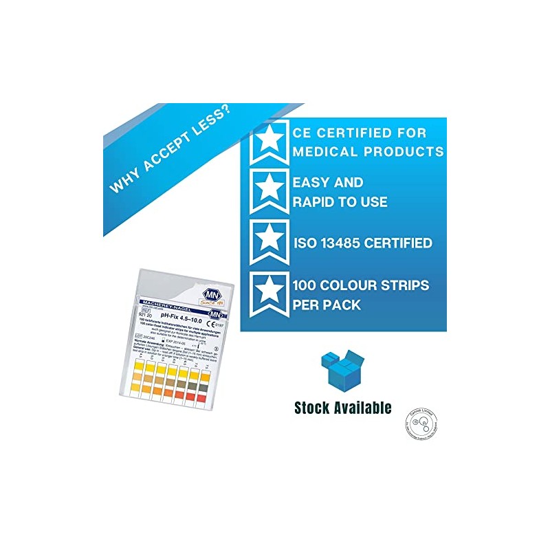 Camlab 1138924 pH-Fix indicator paper test strips, pH 4.5-10.0 with
