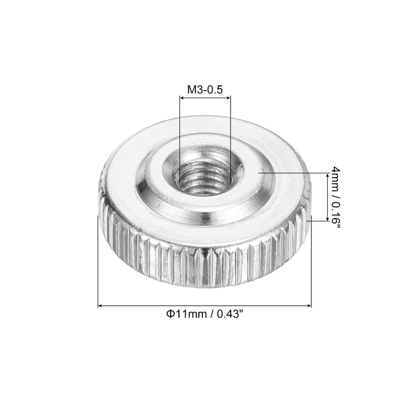 uxcell 10Pcs M3 Knurled Thumb Nuts, Carbon Steel Round Knurled