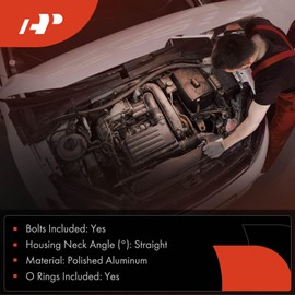 A-Premium Polished Aluminum Straight Water Neck/Thermostat Housing Compatible with Chevy 265-502 Big-Block Small-Block, with O-Ring & 2 Bolts, 4.3L 4.4L 4.6L 4.9L 5.0L 5.4L 5.7L 6.5L 6.6L 7.4L