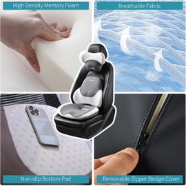 FLORICH Seat Cushion and Lumbar Support Pillow for Office Chair Car Neck Headrest Pillow 100% Memory Foam Seat Pads Pressure Relief Back Cushion and Carseat Pads(Grey)