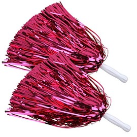 ICObuty Metallic Cheerleading Pom Poms Foil Fluffy 12 inch 2 Pack NO Sheddingfor Sport Squads Dance Hen Party Stage Performance Celebration (Hot Pink)