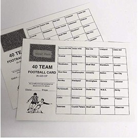 Crystals 10 x 40 Team football scratch cards UK team names