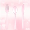 150 Pack Clear Pink Disposable Plastic Silverware Heavy Duty, Plastic