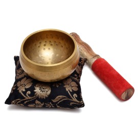 Zap Impex Beautiful Hand Hammered Golden Brass Singing Bowl Tibetan Meditation Yoga Singing Bowl 3.5 Inches