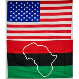 USA & Africa Map Lot of 2 3x5 Flags Super Polyester Nylon Flag 3'x5' House Banner 90cm x 150cm Grommets Double Stitched Premium Quality Indoor Outdoor Pole Pennant