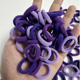 100Pcs Seamless Cotton Hair Ties for Toddler Girls Elastics Hair Ties No Damage Diameter 1 inch Ponytail Holders Baby Thin Hair Purple