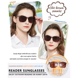 MARE AZZURO Reader Sunglasses 2.75 Women Outdoor Sun Reading Glasses 1.00 1.25 1.50 1.75 2.00 2.25 2.50 2.75 3.00 3.50 4.00 (Leopard/Brown Lens, 275)
