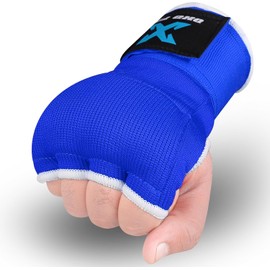 DXD FIT Unterhandschuhe Gel Boxbandagen Innenbandagen 75 cm elastisch lange Handgelenkbandagen Faustpolster Schutz Bandagen Handschuhe Training Kickboxen Kampfsport Punze (Blau, L)