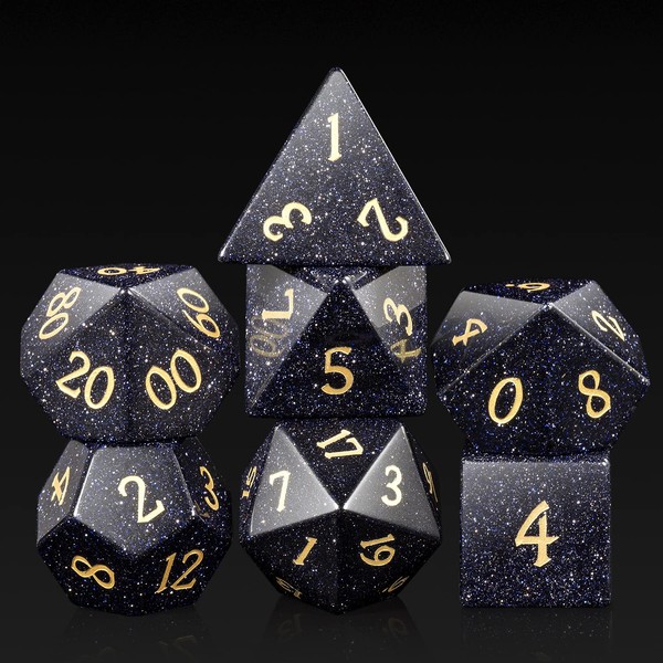 Blue Sandstone Gemstone DND Dice Set,DNDND Full Set D&D Dice