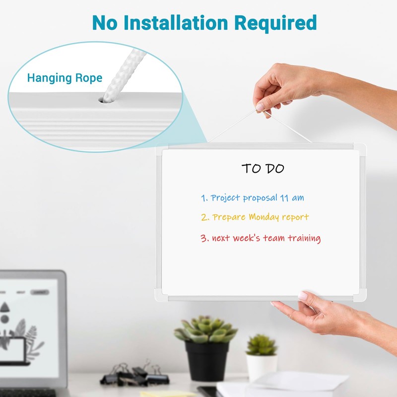 AMUSIGHT Double-Sided White Board, 16" x 12" Dry Erase Board