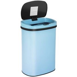 24/7 Shop at Home Freeway 13 Gallon Metal Household Trash Can Motion Sensor Lid for Kitchen, Blue