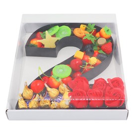 12.5inch Fillable Paper Mache Number Letter Cardboard Cutouts Charcuterie Board Food Sweet Cupcake Tray Party Decorative Box (Number 2, Black)