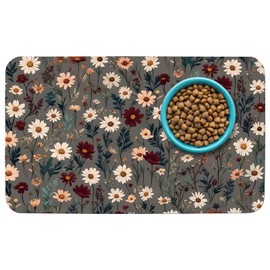 Patterned Cat & Dog Bowl Mat for Food and Water, 12"×20" Quick Dry Absorbent Pet Feeding Mat, Eco-Friendly Dog Placemat