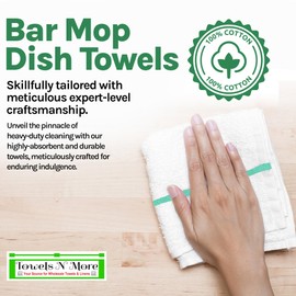 Towels N More 24 Pack 16x19 Bar Mop Towels - Green Stripe Absorbent Cotton Kitchen Towels - Quick Drying Towels - for Home, Restaurant, Bar Glass Cleaning Towels, Chief/Cook Etc. 30 oz