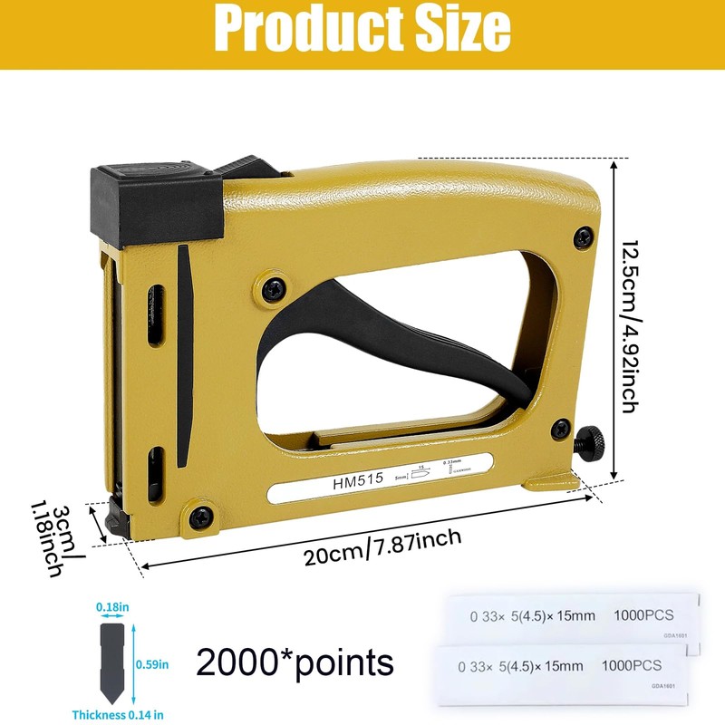 Tuntwcc Picture Frame Stapler with 2000 Refill Points, Point Drivers