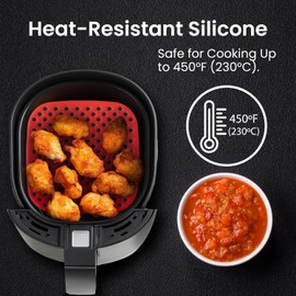 Reusable Air Fryer Liners 3 Pack for 2QT - 6.5" Square Silicone Airfryer Liner - Easy to Clean Air Fryer Accessories As Seen on the Today Show - Dishwasher Safe Non-Stick Parchment Paper Replacement