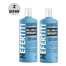Kit 2 Pzas Shampoo Nefertiti Cola De Caballo Fortificante 1l