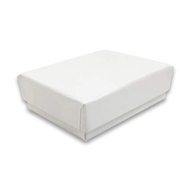 888 Display - Case of 100 Boxes of 2 1/8" x 1 5/8" x 3/4" White Glossy Shiny Cotton Filled Jewelry Boxes