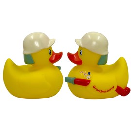 MIJOMA Set of 2 Bath Ducks Bath Toys, Hand Painted & Latex Free, Perfect for Parties, Birthdays, Christmas, Baby Showers & More - Great Bathroom Decoration, 8 cm High (Fireman)