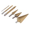 3Pcs Step Drill Bit Hex Shank Straight Grooved HSS Ti