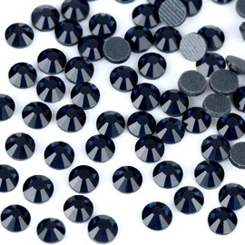 5760Pcs SS6 Navy Blue Hotfix Rhinestones Crystal Glass Diamonds for Clothes Fabric Shirts Cups Bling Decoration Flatback Round (2MM Bulk)