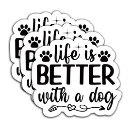 (3Pcs) Life is Better with A Dog Sticker Dog Paw Sticker Dog Lover Stickers Dog Decals Waterproof Vinyl Decal Decorate Books, Laptops, Cups, Phone Cases, Water Bottles, Tumblers, Kindles 3 x 2.7 Inch