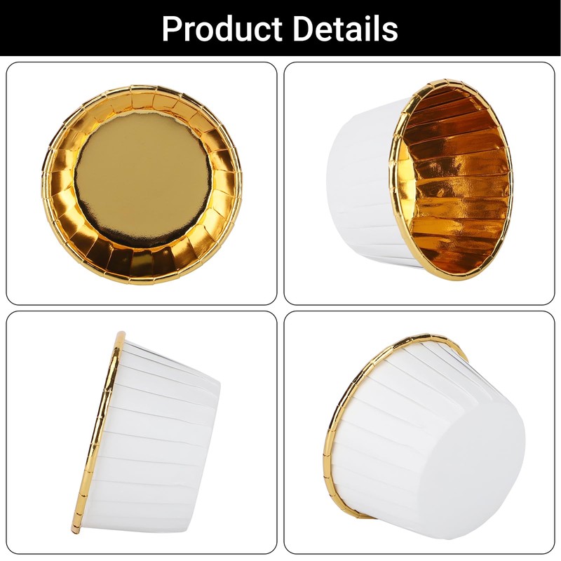 EUSOAR Gold Cupcake Cups, 3.5oz 100pcs Disposable Mini Cupcake Liners