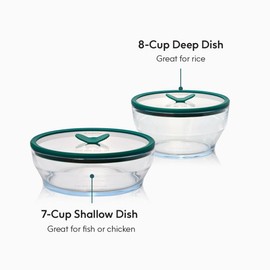 Anyday 4-Piece Large Glass Food Storage with Glass Lids | Plastic-Free Meal Prep & Microwave Cookware | Stackable Airtight Storage Container with Vented Lid for Microwave-Safe Reheating