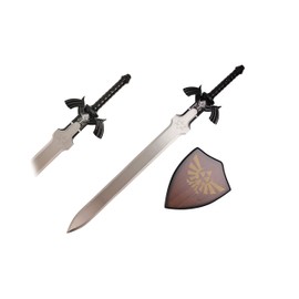 Link Master Sword Zelda Twilight Princess Fantasy Sword with Plaque - Blue (BLACK W/SILVER)