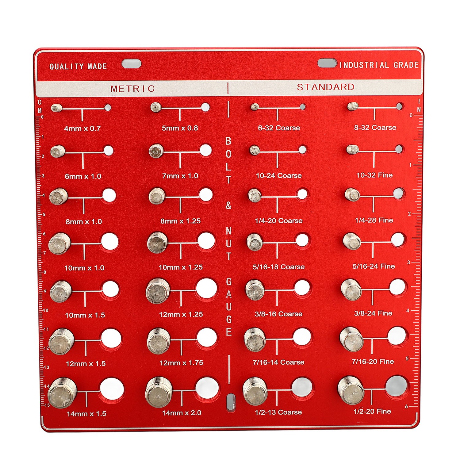 Nut and Bolt Thread Checker 28 Holes Wall Mount Inch and Metric Thread ...