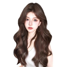 MOKIN Women's Long Natural Long Hair Wig Net Full Wig, 1 Piece, Dark Brown / MOKIN 여성 롱 자연스러운 긴머리 가발망 통가발, 1개, 다크브라운