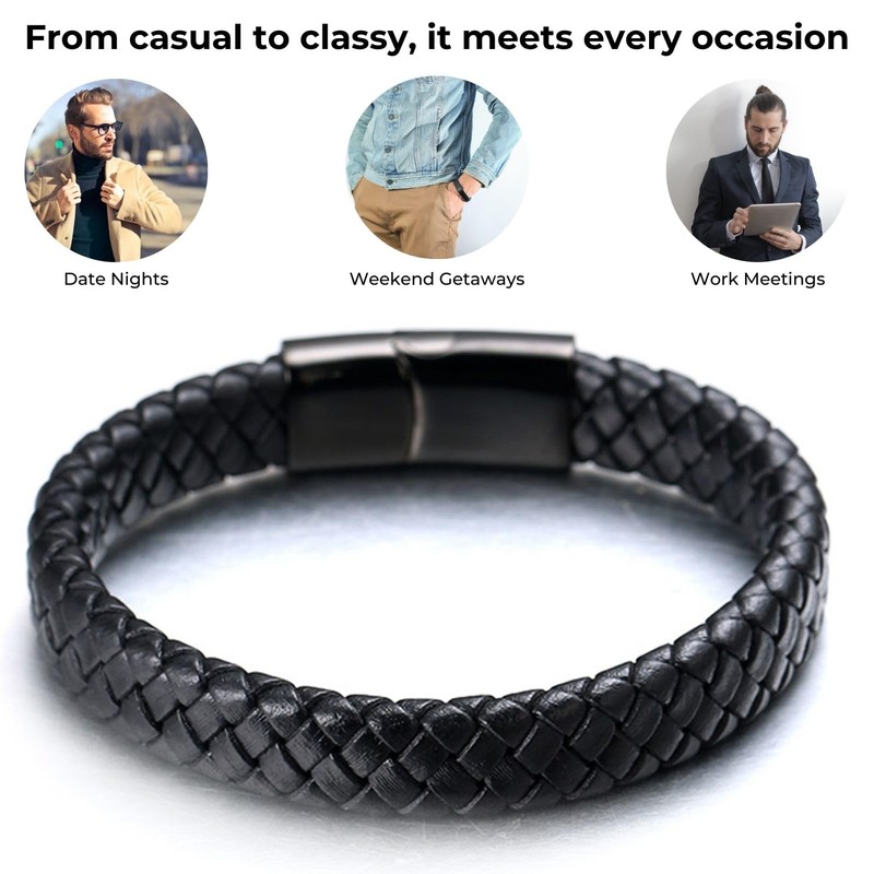 HALUKAKAH ● Solo ● Men's Genuine Black Leather Bracelet Classic