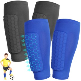 2 Pairs of Children's Shin Pads, Football, Shin Pads, Socks for Football, Basketball, Cycling, Climbing, XS
