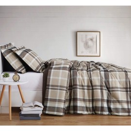 Truly Soft Everyday Truly Soft Paulette Plaid Duvet Set, King, Taupe