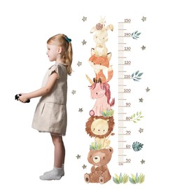 LICHUANUK Children's Height Chart Wall Sticker Height Chart Child Forest Animals Wall Sticker Removable DIY Wall Picture Wall Sticker for Children's Brick Decoration (Animal Lion)