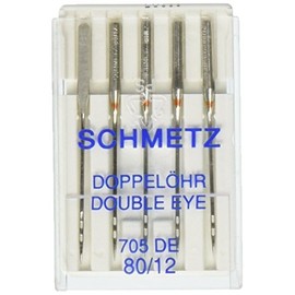 Euro-Notions Double Eye Machine Needles-Size 12/80 5/Pkg, Other, Multicoloured, 2.63 x 7.71 x 11.39 cm
