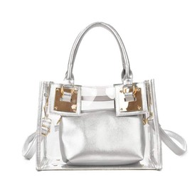 Segater® Clear Shoulder Bag Handbags, Women Small Tote Bag Beach Bag Fashion Clear Jelly Handbag Top Handle Shoulder Bags Transparent Purse, silver, hobo