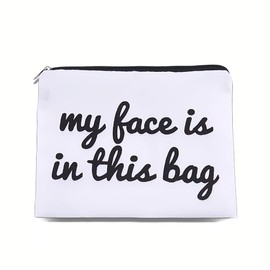 My Face is in This Bag Cosmetic Travel Bags for Teen Girls Makeup Bag for Girls Canvas Make Up Organizer Pouches with Zipper Travel Cosmetic Pouch for Women Compact