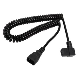 IEC320 C14 to C13 Extension Cable YACSEJAO 1FT-6FT Coiled 18AWG 90 Degrees Computer Heavy Duty PDU Style Power Extension Cord(Left Angle)