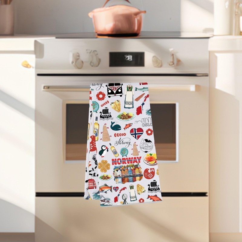 G2TUP Norway Kitchen Towels Norway Landmarks Gift Norwegian Kitchen Towels