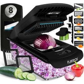 Fullstar Vegetable Chopper and Mandoline Slicer - Cheese Grater, Food Chopper with Container, Kitchen Accessories, Home Essentials (8 in 1, Black)